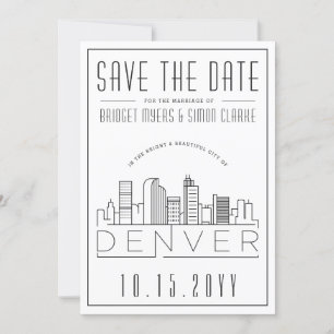 Invitation Mariage à Denver - Skyline stylisée - Save the Dat
