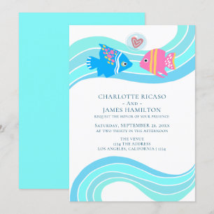 Invitation Mariage à deux poissons tropicaux