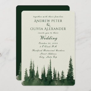 Invitation Mariage À feuillage persistant de la forêt de pins