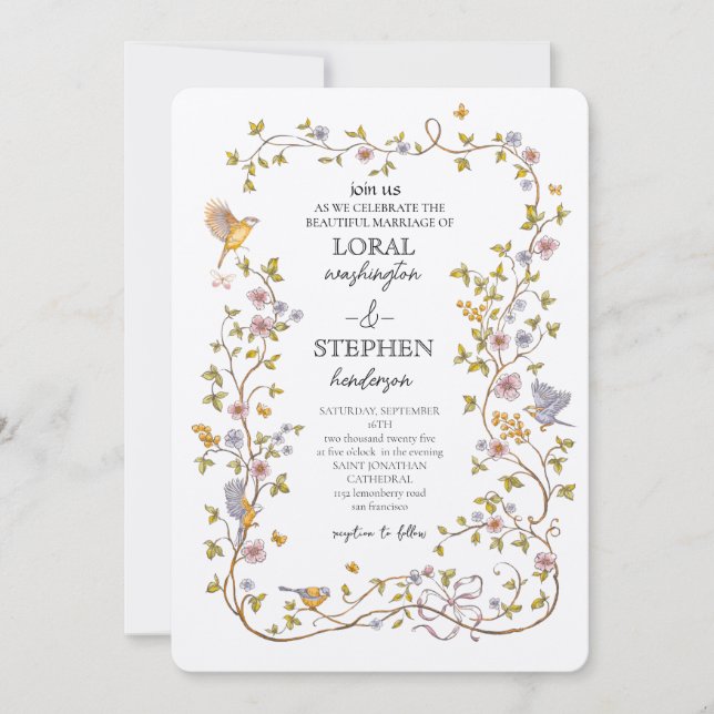 Invitation Mariage à feuillage persistant Elegance (Devant)