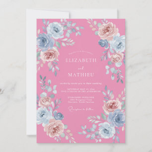 Invitation Mariage à Fleur Rose Dorée