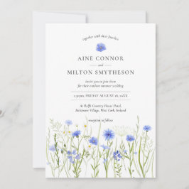 Invitation Mariage à fleurs bleues, thème fleur sauvage été |