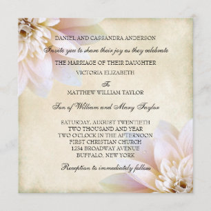 Invitation Mariage à fleurs de lotus blanches roses