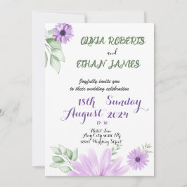 Invitation Mariage à fleurs violet d'aquarelle