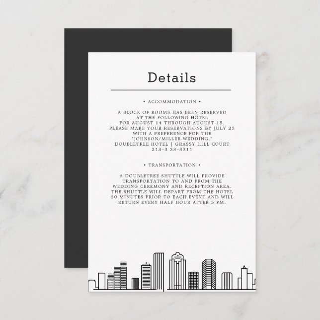 Invitation Mariage à Houston | Informations pour les invités (Devant / Derrière)