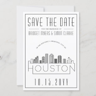 Invitation Mariage à Houston   Sauvegarde de la skyline styli