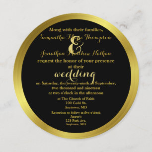 Invitation Mariage à huile or élégant moderne