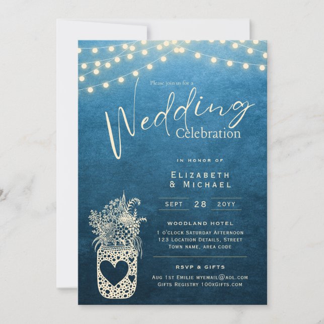 Invitation Mariage à impression numérique avec pot en verre M (Devant)