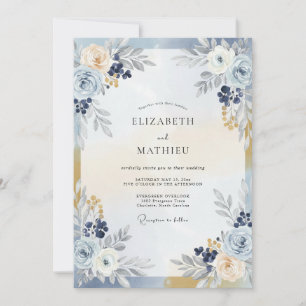 Invitation Mariage à la baie de Champagne Navy