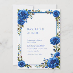Invitation Mariage à la bordure florale de bleuet