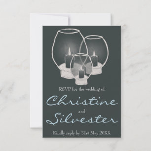 Invitation Mariage à la bougie, 3,5x5 RSVP