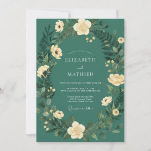 Invitation Mariage à la Crème de Ranunculus Eucalyptus et Mou