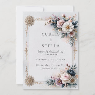 Invitation Mariage à la dentelle ivoire rose