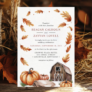 Invitation Mariage à la Ferme Citrouilles Feuilles d'Automne