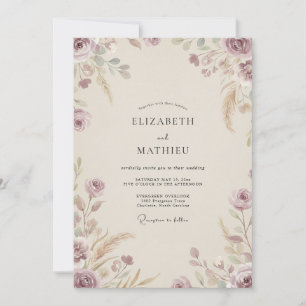 Invitation Mariage à la feuille de prune éteinte