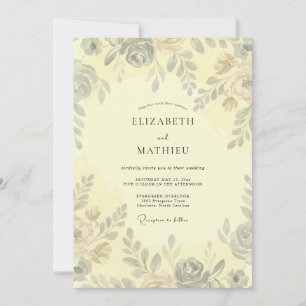 Invitation Mariage à la feuille peinte de primevère