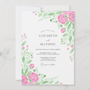 Invitation Mariage à la Floraison Botanique Rose