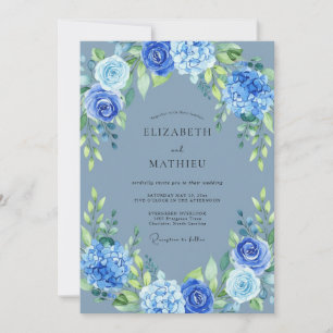 Invitation Mariage à la Floraison Vibrante Bleue