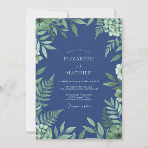 Invitation Mariage à la Fougère Indigo