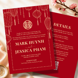 Invitation Mariage à la lanterne rouge bilingue vietnamien an