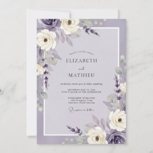 Invitation Mariage à la lavande, au violet et à l'eucalyptus