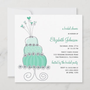 Invitation Mariage à la menthe fine Cake Chic Fête de l'marié
