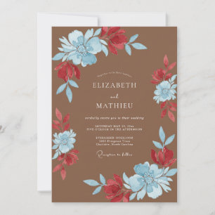 Invitation Mariage à la Pétale Azur Taupe