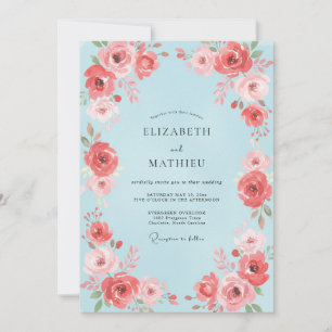 Invitation Mariage à la Petale de Corail Céruléen