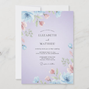Invitation Mariage à la Pétale de Corail Lavande