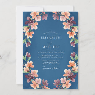 Invitation Mariage à la Petale de Pêche Acier Rosé
