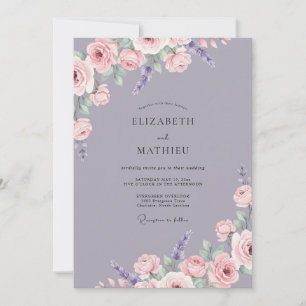 Invitation Mariage à la Pétale de Violette Poussiéreuse