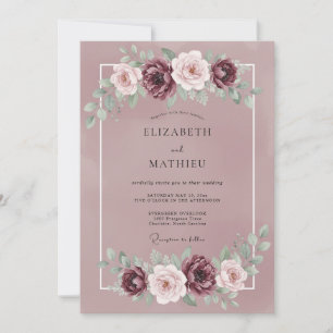 Invitation Mariage à la Pétale Mauve Douce et Poussiéreuse