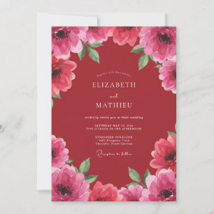 Invitation Mariage à la Petale Rose Cramoisi