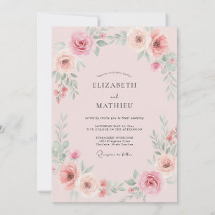 Invitation Mariage à la Petale Rose Douce