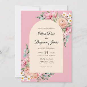Invitation Mariage à la Petale Rose Tendre