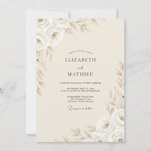 Invitation Mariage à la Pivoine d'Ivoire