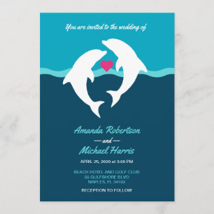 Invitation Mariage à la plage aux dauphins