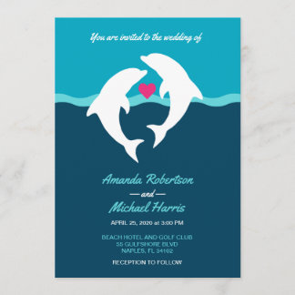 Invitation Mariage à la plage aux dauphins