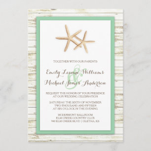 Invitation Mariage à la plage de bois blanchi à la chaux d'ét