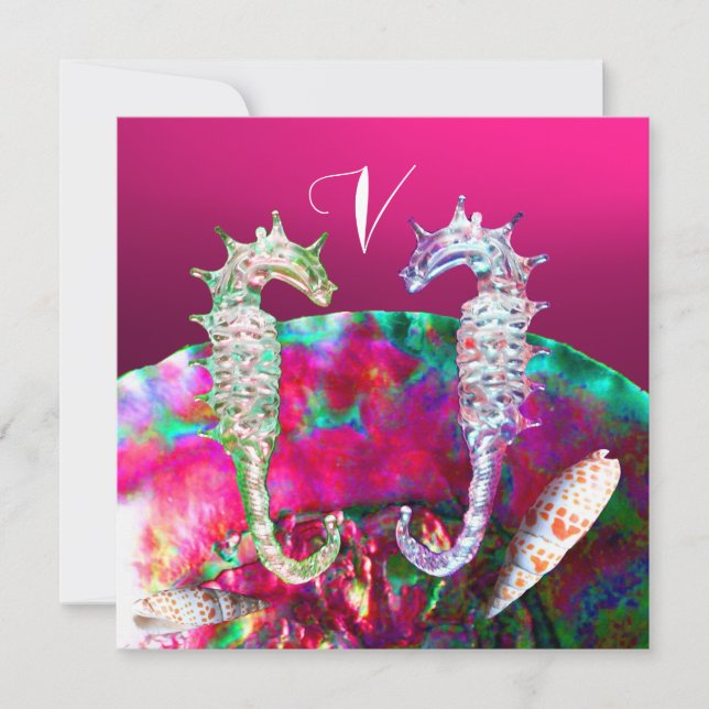 Invitation MARIAGE À LA PLAGE DES HIPIPPUS, Rose noir (Devant)