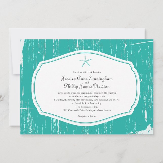 Invitation Mariage à la plage rustique de Starfish (Devant)
