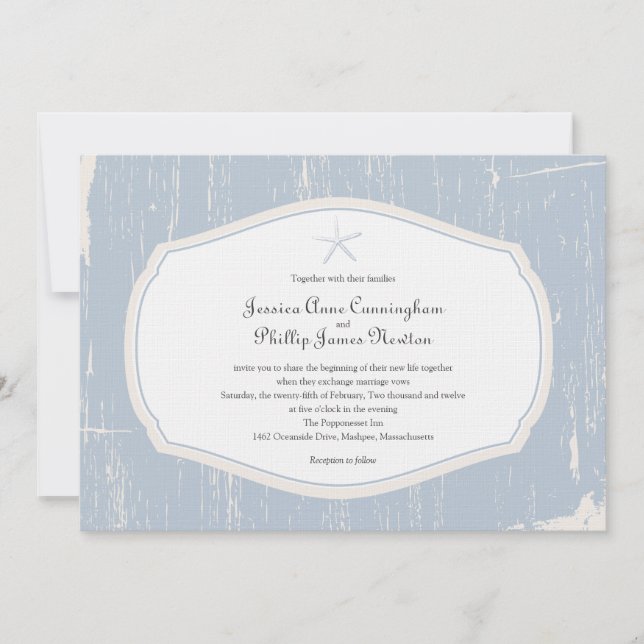 Invitation Mariage à la plage rustique de Starfish (Devant)