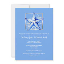 Mariage à la plage Starfish bleu blanc argenté