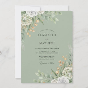 Invitation Mariage à la poussière d'eucalyptus au feuillage d
