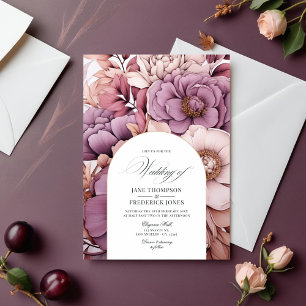 Invitation Mariage à la prune, au gris, au cuivre et à la ros