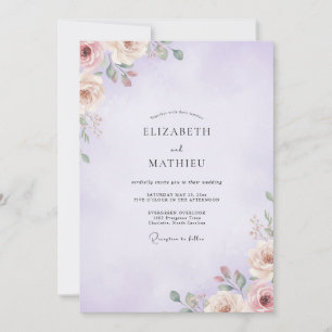 Invitation Mariage à la Sauge Renoncule Violet Poussiéreux