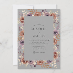 Invitation Mariage à la Terre Cuite Mauve Ardoise