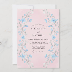 Invitation Mariage à la touche de pinceau bleu pâle