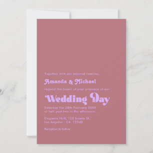 Invitation Mariage à la typographie Mauve Romantique et Or Ro