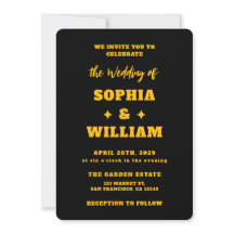 Mariage à la typographie moderne noir et or